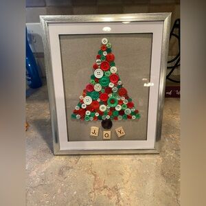 Handmade Button ChristmasTree in 8x10 Frame.
